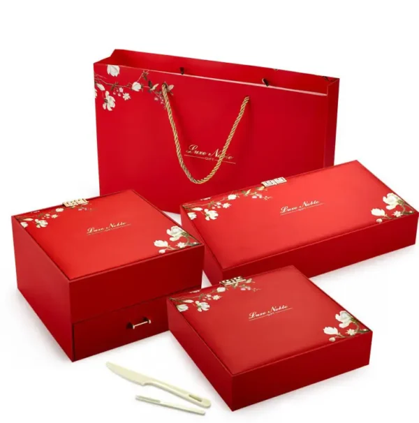 red double layered gift box mooncake boxes macaroon boxes chocolate box