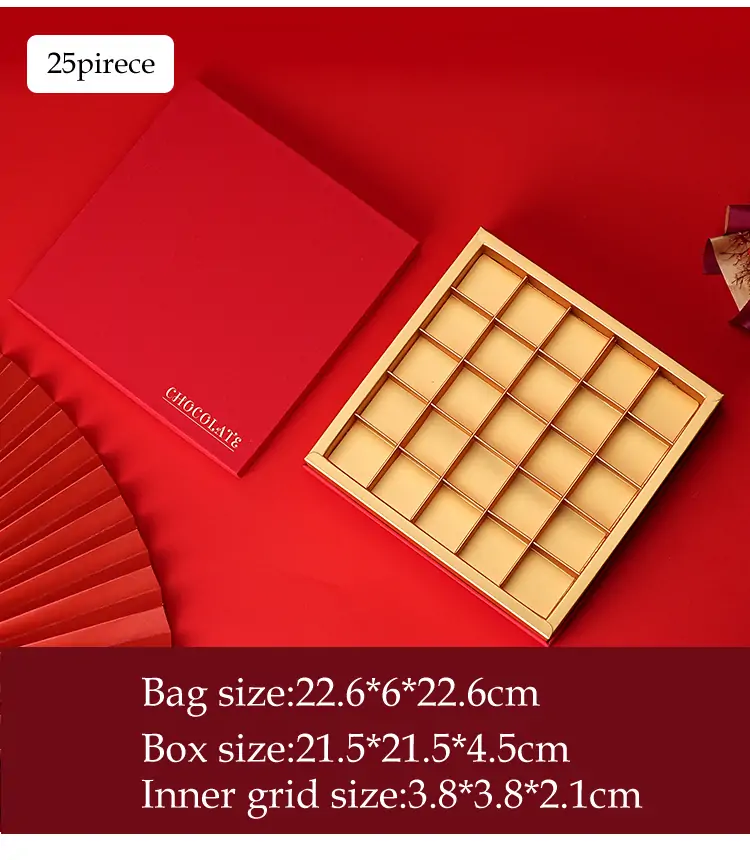 Customized logo for chocolate packaging gift box 25 pirece red boxes