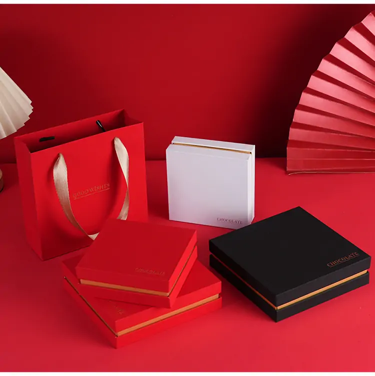 Customized logo for chocolate packaging black gift box 25 pirece red boxes