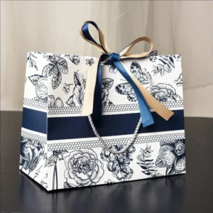 custom paper bags blue flower bag wholesale