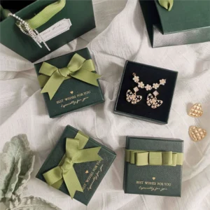 Custom jewelry boxes green with logo wholesale