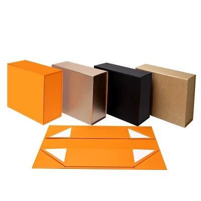 Orange black gold and kraft gift boxes with flat packed sheet